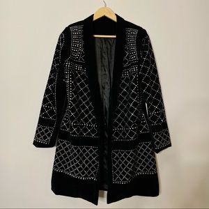 Balmain inspired blazer with silver rhinestones